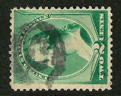 Sc #213 Máscara inusual Elegante Cancelar Billete de 2 centavos Washington 1888 EE. UU. 4A65 Foto 1 de 2