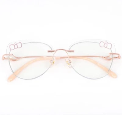 Gafas Kitty Metal Sin Montura Plata Brillo, Perla, Arcos Rosa Nuevas por LensAlter Foto 1 de 4