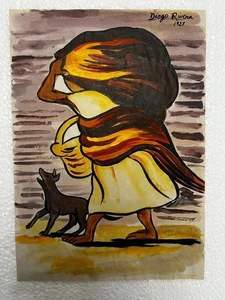 Diego Rivera - Amazing Oil Paper - Signed - Stamped - A1 - Picture 1 of 2