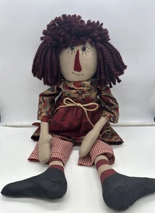 Entzückende 25 Zoll handgefertigte primative Raggedy Ann Stoff Volkskunst Puppe Wohndeko Qualität - Bild 1 von 13