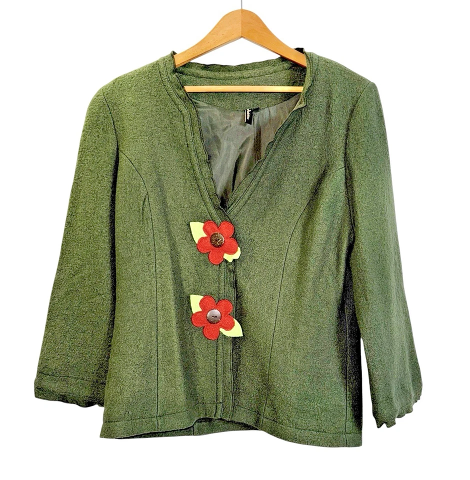 Chaqueta Ambition MUJER L USADA FLOR VERDE Tejido Mezcla Lana 2 BOTONES Blazer Foto 1 de 4