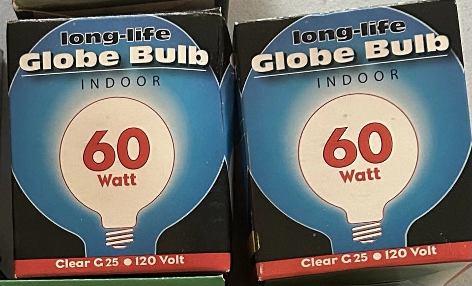 Long Life Globe Indoor Bulbs - 60W - Clear Bulbs - New - Set Of 2 - Image 1 of 1