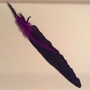 CROW FEATHER QUILL PEN . Magic,Spells,Costume,Theatre Props.Real Nib or Biro - Picture 1 of 2