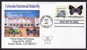 2021 Colorado Hairstreak Butterfly (5568) - CEC/FM Hand 4-Bar COMBO FDC MS286 - Picture 1 of 1