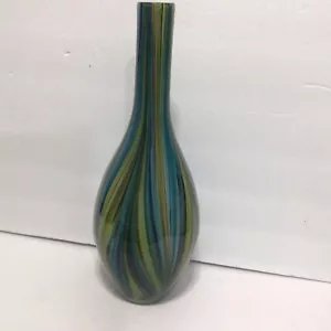 "Vaso vintage 16"" blu vortice design con custodia vetro soffiato a mano ""Stile Murano""" - Foto 1 di 6