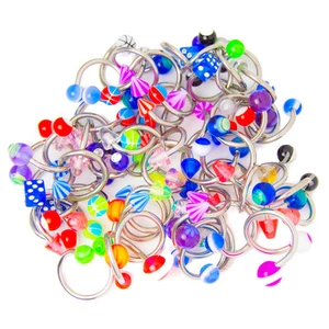 50 Pack Assorted Twister Spiral Ring 14 Gauge Mix 1/2" 12mm Belly Lip Nipple Ear - Picture 1 of 7