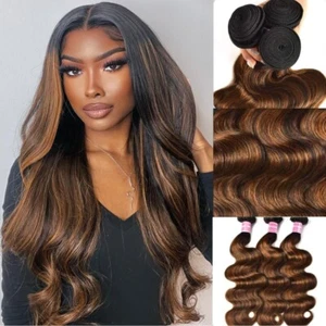UNice Cambodian Ombre Brown Body Wave Hair Weaves 3 Bundles Human Hair Extension - Picture 1 of 13