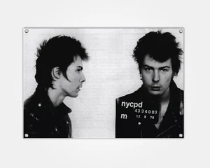 Estampado en madera Sid Vicious 24""x15"" | Foto policial de celebridades | Reserva foto arte pop - Imagen 1 de 5