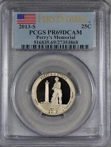 2013 S PERRYS MEMORIAL NP QUARTER 25C PCGS PR69DCAM PRIMO COLPO FS 69 27353868 - Foto 1 di 2