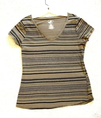 Junior’s OP Verde Oliva/Negro Rayas Cuello en V Jersey Top Camiseta (XL 15/17) Cott Foto 1 de 4