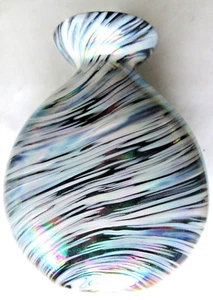 Jarrón de vidrio de amatista soplado a mano opalescente multicolor arte taiwán usado - Imagen 1 de 8