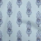 Oneoone Cotton Flex Grayish Blue Fabric Asian Floral Block Sewing-Ebj