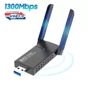 1300Mbps USB 3.0 Wireless WIFI Adapter Long Range Dongle Dual Band 5Ghz Network - Picture 1 of 14