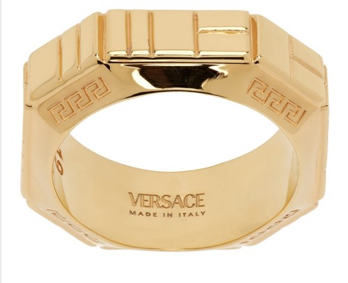 Anello collana in metallo con chiusura intrecciata con marchio VERSACE misura 21 .