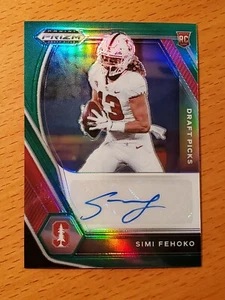 2021 Prizm Draft Auto Green #187 Simi Fehoko Stanford Cowboys Rookie WR - Picture 1 of 2