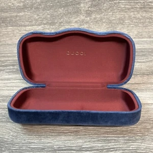 Gucci Sunglasses Eyeglasses Hard Case Blue Velvet Maroon Interior  - Picture 1 of 8