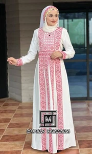 Embroidered Dress Women Palestinian Embroidered Traditional Tatreez Thobe Abaya - Picture 1 of 8