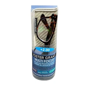 Gafas de lectura Foster Grant Conan progresivas multifoco +2,00 con estuche ¡NUEVAS!