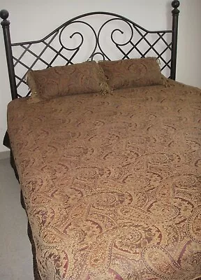 Duvet Cover w 2 Decorative Pillow/Cushion Jacquard Woven Tassels Paisley Madmen - Image 1 of 4