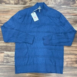 NWT Agave Denim Men's Zip Knit Sweater In Heather Blue Size: Medium - Picture 1 of 5