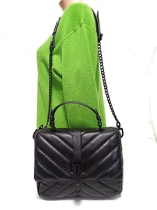 RIDSAK SCHWARZ GESTEPPT LEDER UMHÄNGETASCHE CROSSBODY SCHULTER HANDTASCHE - Bild 1 von 12