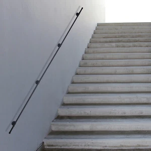 13FT Handrail Industrial Steel Pipe Rail Black Wall Mount Staircase Handrail - Picture 1 of 15