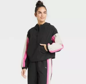Joy Lab Women's Windbreaker Pullover With Hooded Design Size XL Black/Multi - Picture 1 of 4
