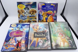 Disney DVD Set of 5 Aladdin Bambi Bambi II Lady & the Tramp,Snow Buddies ©2004-8 - Imagen 1 de 6
