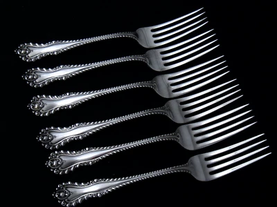 ❤️ TENEDOR DE CENA DOMINICK & HAFF PLACE MAZARIN c. 1892 7 3/4” media docena Foto 1 de 4