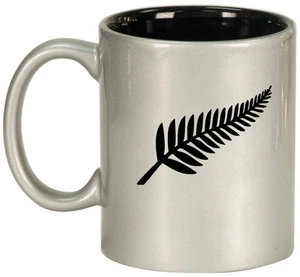 11 Unzen Keramik Kaffee Tee Becher Glas Tasse Neuseeland Silber Farn - Bild 1 von 8