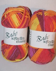 Babe Soft Cotton Multi Color Chunky Yarn Lot of 2 Skeins - Picture 1 of 2