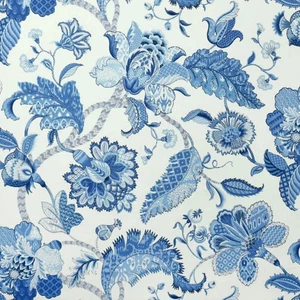 P Kaufmann ARABESQUE Floral MARINA Blue Cotton Drapery Pillow Sewing Fabric BTY - Picture 1 of 6