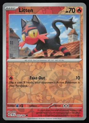 Pokemon Litten - 032/162 SV05: Temporal Forces Reverse Holo Pack Fresh - NM - Image 1 of 2