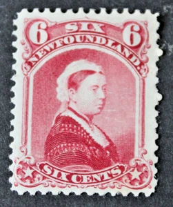 Newfoundland 1868 - 73 SG 39 6 Cents Rose Mint - Hinge Remains - Picture 1 of 2