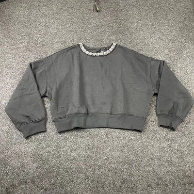 GAP Vintage Soft Jewel-Neck Crop Sweatshirt Women's Size M Black - Image 1 of 4