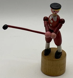 "De colección Follet, Italia Juguete de Madera Dedo Push Up Marioneta, Golfista/Gondolero, 3.5"" Usado en Excelente Condición" - Imagen 1 de 7