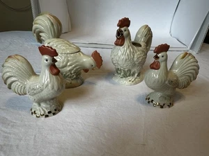Lenox RISE 'N SHINE Rooster Salt & Pepper + Cream & Sugar Set Lot Of 4 Total - Picture 1 of 24