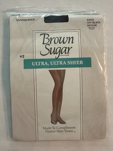 Leggs Brown Sugar Ultra Ultra Sheer Sandal Foot Pantyhose B4402 Medium Off Black - Picture 1 of 8