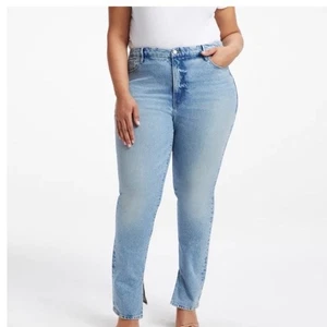 Good American Jeans Split-hem Size 20 Light Wash Classic Indigo NWT $155 Plus - Picture 1 of 12