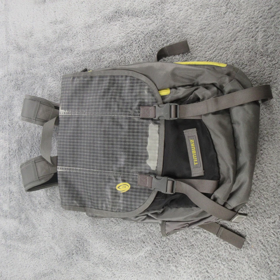 Timbuk2 灰色翻盖笔记本电脑背包黄色装饰通勤旅行包学校 — 第 1/4 张图片