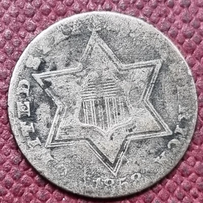 1858 Three Cent Piece 3c Silver Trime Better Grade #94305 - Image 1 of 2