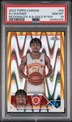 2023 TOPPS CHROME MCDONALD'S ALL-AMERICAN GOLD RAYWAVE DJ WAGNER 35/50 PSA 10 - Image 1 of 2