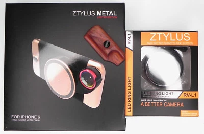 Kit limitado de capa para câmera Ztylus ouro rosa iPhone 6, lente RV-2, anel de luz, aderência - Imagem 1 de 4