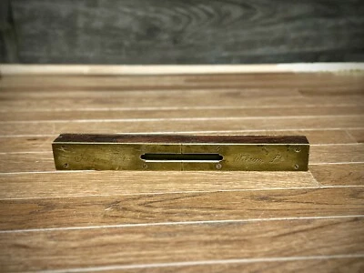 Antique 10 Inch Brass and Mahogany Sighting Level - Image 1 of 4