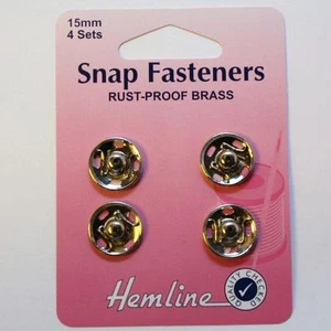 Boutons Pressions Métal à Coudre 15mm Couleur Noir ou Argenté Lot de 4 - Afbeelding 1 van 4