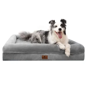 S M L XL XXL Dog Bed Orthopedic Foam Nesting Bed with Removable Cover & Bolster - Picture 1 of 65
