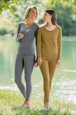 Engel Natur Damen Naturwäsche 100 % Wolle Merino NEU Hemd langarm safran o grau