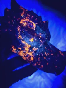 Yooperlite Drachenschädel UV REAKTIV, LEUCHTET FEUERROT, NATÜRLICHER Kristallstein  - Bild 1 von 9