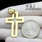 925 STERLING SILVER PLAIN SIMPLE 3D GOLD PLATED HOLLOW DOUBLE CROSS PENDANT*G422