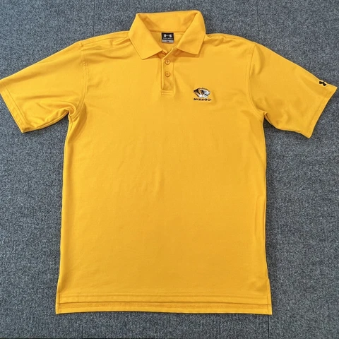 Under Armour Mens Small Missouri Tigers Mizzou Yellow Short Sleeve Polo Shirt Cover